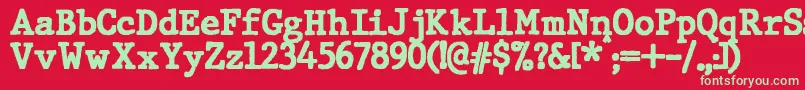 JMH Typewriter Black Font – Green Fonts on Red Background
