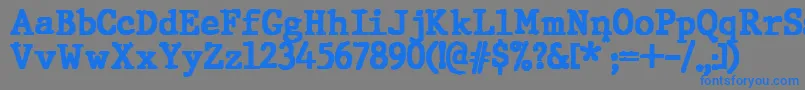 Czcionka JMH Typewriter Black – niebieskie czcionki na szarym tle