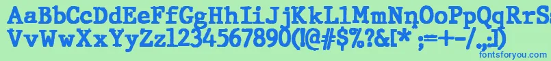 JMH Typewriter Black-Schriftart – Blaue Schriften auf grünem Hintergrund