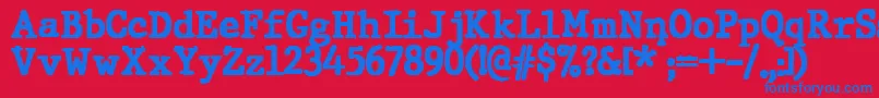 JMH Typewriter Black-Schriftart – Blaue Schriften auf rotem Hintergrund