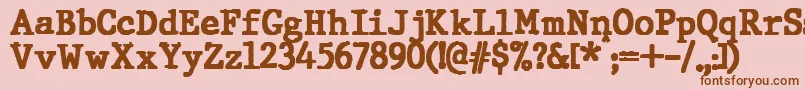 フォントJMH Typewriter Black – ピンクの背景に茶色のフォント