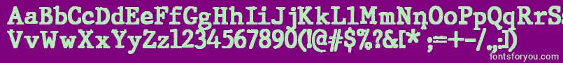 フォントJMH Typewriter Black – 紫の背景に緑のフォント