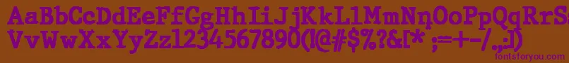 フォントJMH Typewriter Black – 紫色のフォント、茶色の背景