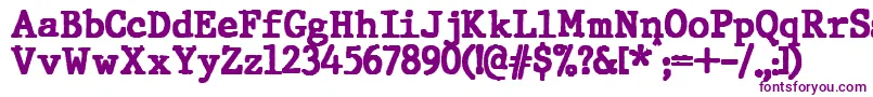 JMH Typewriter Black-Schriftart – Violette Schriften auf weißem Hintergrund