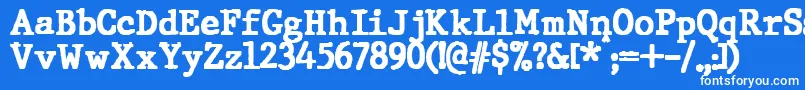 Czcionka JMH Typewriter Black – białe czcionki na niebieskim tle