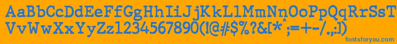 JMH Typewriter Bold-Schriftart – Blaue Schriften auf orangefarbenem Hintergrund