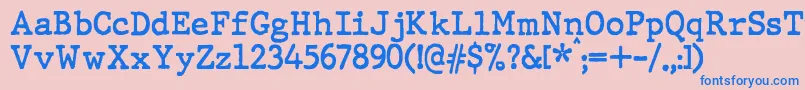 JMH Typewriter Bold-Schriftart – Blaue Schriften auf rosa Hintergrund