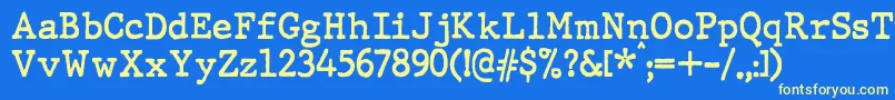JMH Typewriter Bold-fontti – keltaiset fontit sinisellä taustalla