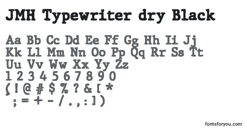 A fonte JMH Typewriter dry Black – alfabeto, números, caracteres especiais