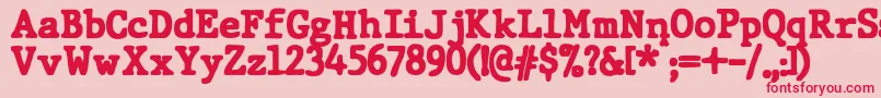 Czcionka JMH Typewriter dry Black – czerwone czcionki na różowym tle