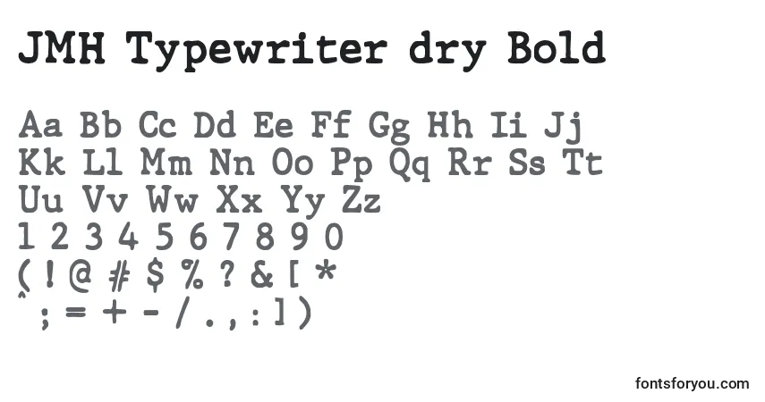 Шрифт JMH Typewriter dry Bold – алфавит, цифры, специальные символы