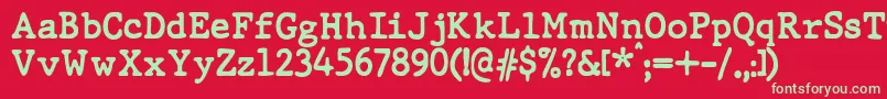 Шрифт JMH Typewriter dry Bold – зелёные шрифты на красном фоне