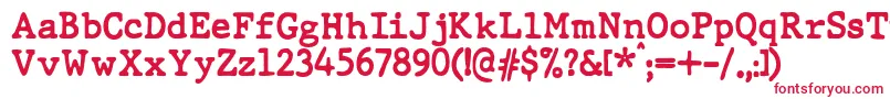 フォントJMH Typewriter dry Bold – 白い背景に赤い文字