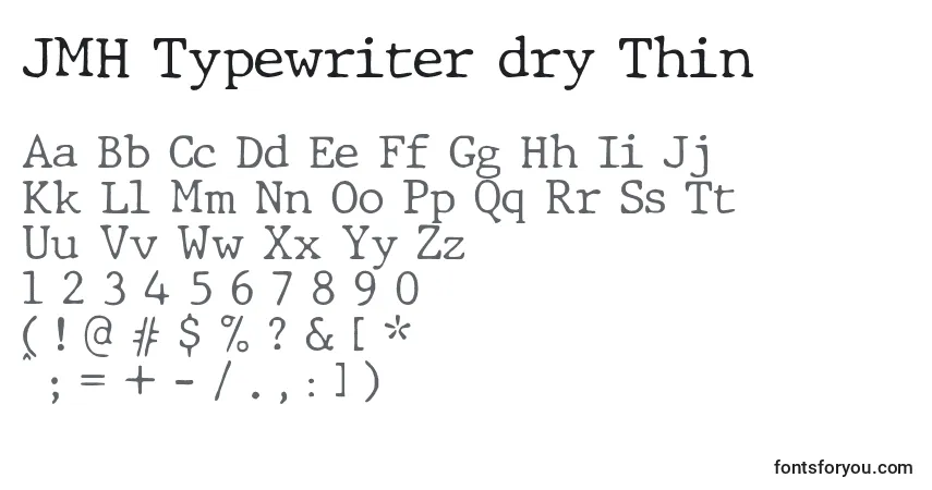 Schriftart JMH Typewriter dry Thin – Alphabet, Zahlen, spezielle Symbole