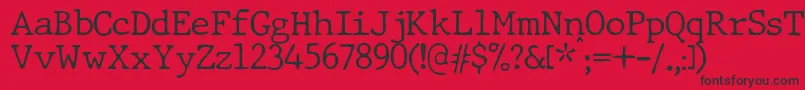 Czcionka JMH Typewriter dry Thin – czarne czcionki na czerwonym tle