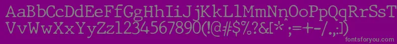 Czcionka JMH Typewriter dry Thin – szare czcionki na fioletowym tle