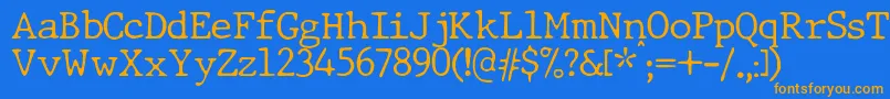 JMH Typewriter dry Thin-Schriftart – Orangefarbene Schriften auf blauem Hintergrund