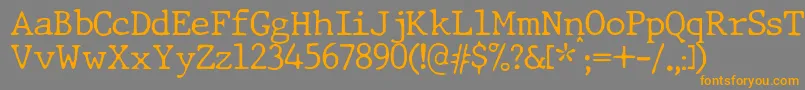 More about JMH Typewriter dry Thin Font JMH Typewriter dry Thin Font – Orange Fonts on Gray Background
