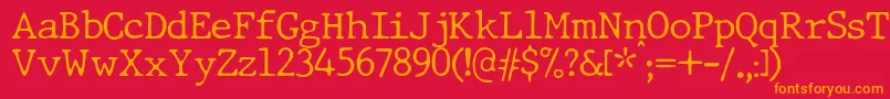 Police JMH Typewriter dry Thin – polices orange sur fond rouge