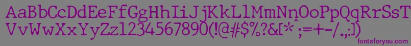 JMH Typewriter dry Thin-fontti – violetit fontit harmaalla taustalla