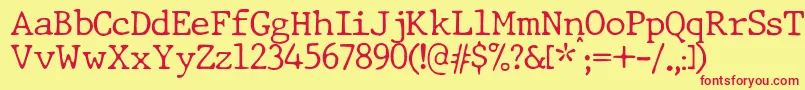 JMH Typewriter dry Thin Font – Red Fonts on Yellow Background