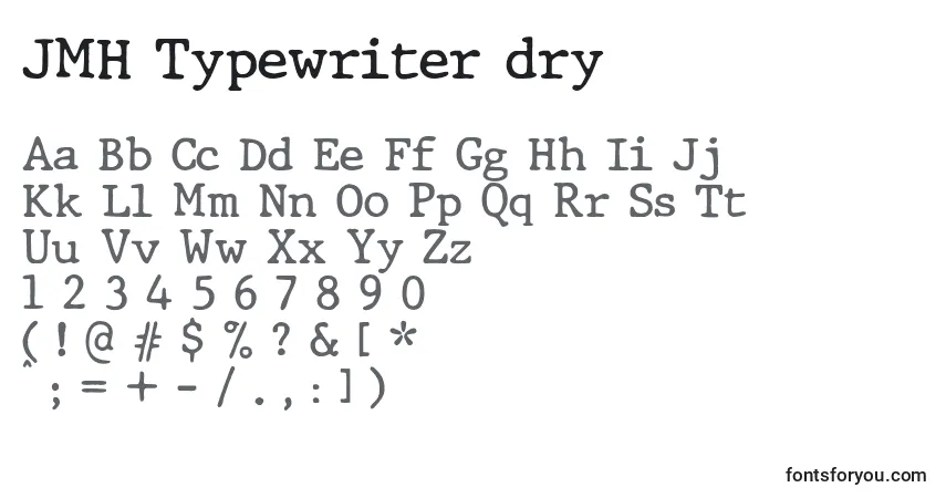 Schriftart JMH Typewriter dry – Alphabet, Zahlen, spezielle Symbole