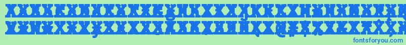 Fonte JMH Typewriter mono Black Cross – fontes azuis em um fundo verde