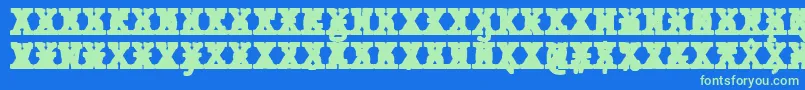 Fonte JMH Typewriter mono Black Cross – fontes verdes em um fundo azul