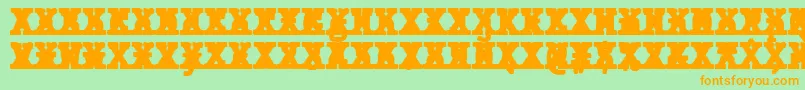 フォントJMH Typewriter mono Black Cross – オレンジの文字が緑の背景にあります。