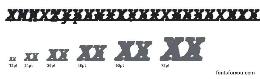 Größen der Schriftart JMH Typewriter mono Black Italic Cross