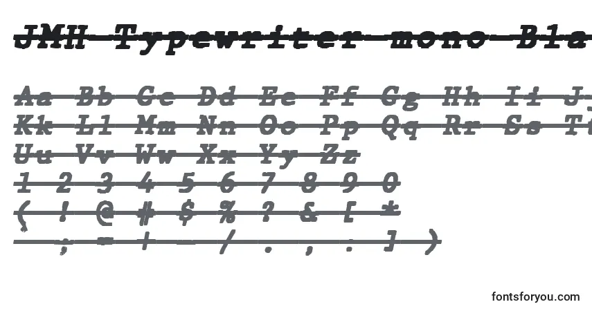 Schriftart JMH Typewriter mono Black Italic Over – Alphabet, Zahlen, spezielle Symbole