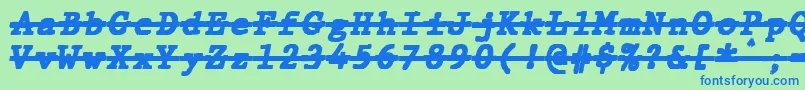 JMH Typewriter mono Black Italic Over Font – Blue Fonts on Green Background
