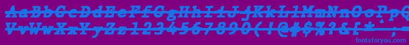 Fonte JMH Typewriter mono Black Italic Over – fontes azuis em um fundo violeta