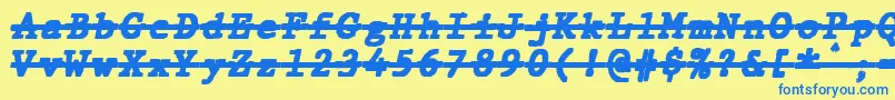 JMH Typewriter mono Black Italic Over Font – Blue Fonts on Yellow Background