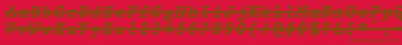 JMH Typewriter mono Black Italic Over-Schriftart – Braune Schriften auf rotem Hintergrund