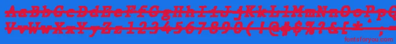JMH Typewriter mono Black Italic Over Font – Red Fonts on Blue Background