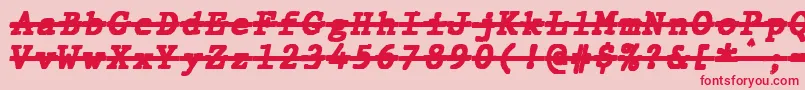 JMH Typewriter mono Black Italic Over-Schriftart – Rote Schriften auf rosa Hintergrund