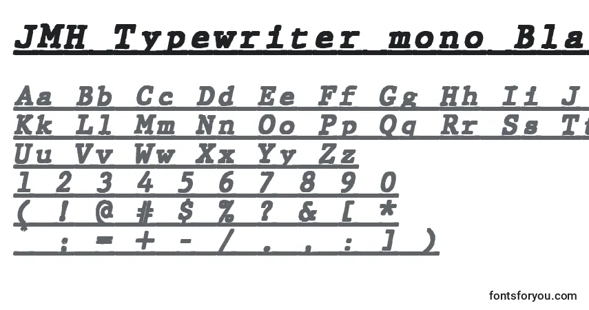 Schriftart JMH Typewriter mono Black Italic Under – Alphabet, Zahlen, spezielle Symbole
