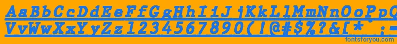 JMH Typewriter mono Black Italic Under Font – Blue Fonts on Orange Background