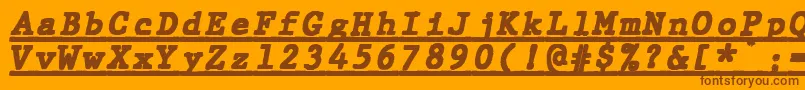 JMH Typewriter mono Black Italic Under Font – Brown Fonts on Orange Background
