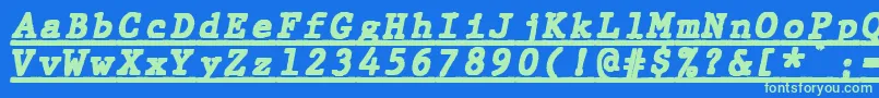 JMH Typewriter mono Black Italic Under Font – Green Fonts on Blue Background