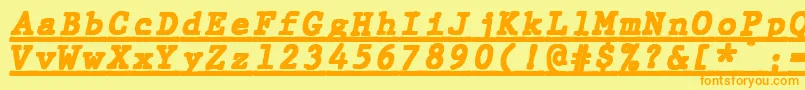 JMH Typewriter mono Black Italic Under Font – Orange Fonts on Yellow Background