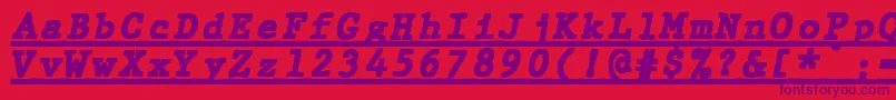 JMH Typewriter mono Black Italic Under Font – Purple Fonts on Red Background