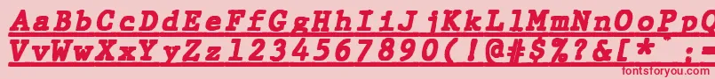 JMH Typewriter mono Black Italic Under Font – Red Fonts on Pink Background