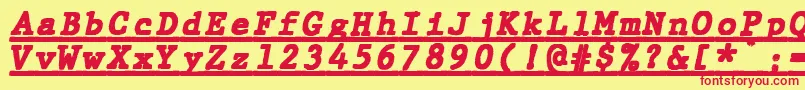 JMH Typewriter mono Black Italic Under Font – Red Fonts on Yellow Background