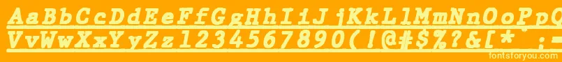 Czcionka JMH Typewriter mono Black Italic Under – żółte czcionki na pomarańczowym tle