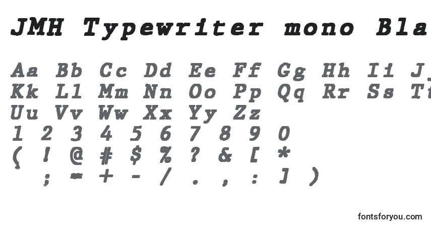 Czcionka JMH Typewriter mono Black Italic – alfabet, cyfry, specjalne znaki