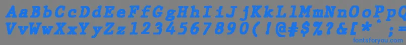 フォントJMH Typewriter mono Black Italic – 灰色の背景に青い文字