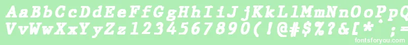 JMH Typewriter mono Black Italic-fontti – valkoiset fontit vihreällä taustalla