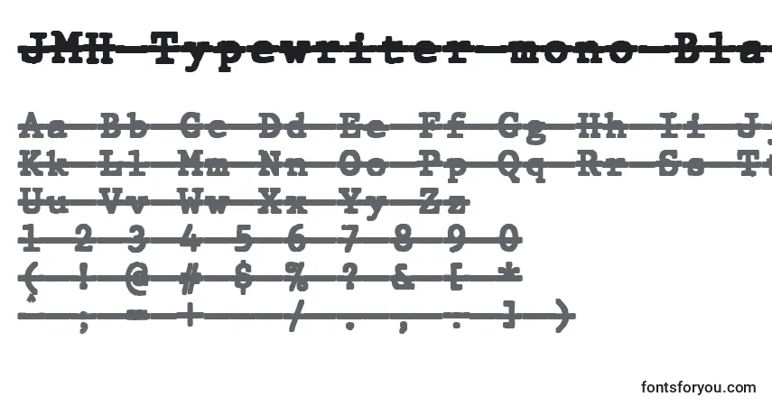 A fonte JMH Typewriter mono Black Over – alfabeto, números, caracteres especiais